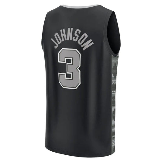 S.Antonio Spurs #3 Keldon Johnson Fanatics Branded 2022-23 Fast Break Replica Player Jersey Statement Edition Black Stitched American Basketball Jersey - Main View