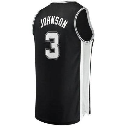 S.Antonio Spurs #3 Keldon Johnson Fanatics Branded Fast Break Replica Jersey Icon Edition Black Stitched American Basketball Jersey - Main View