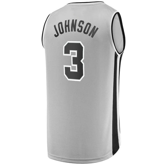 S.Antonio Spurs #3 Keldon Johnson Fanatics Branded  Fast Break Replica Jersey Silver Statement Edition Stitched American Basketball Jersey - Main View