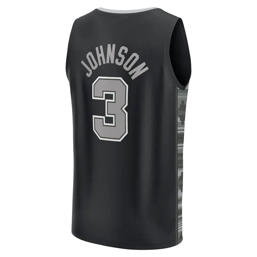 S.Antonio Spurs #3 Keldon Johnson Fanatics Branded  Fast Break Replica Player Jersey Statement Edition Black Stitched American Basketball Jersey - Main View
