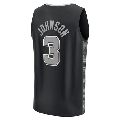S.Antonio Spurs #3 Keldon Johnson Fanatics Branded  Fast Break Replica Player Jersey Statement Edition Black Stitched American Basketball Jersey - Main View