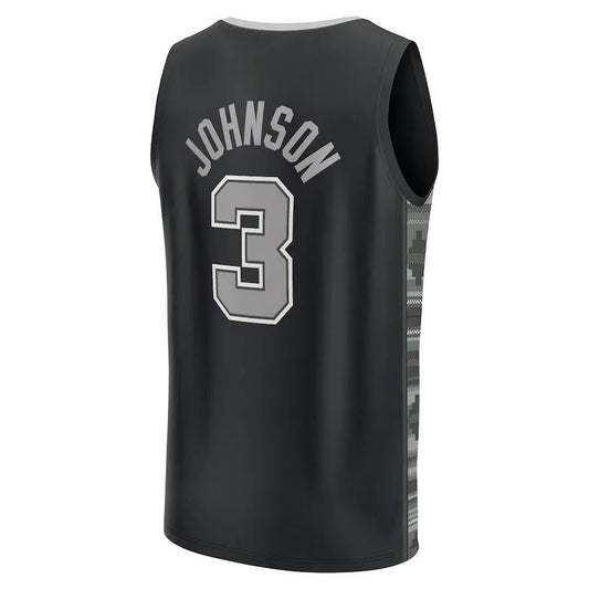 S.Antonio Spurs #3 Keldon Johnson Fanatics Branded  Fast Break Replica Player Jersey Statement Edition Black Stitched American Basketball Jersey - Main View