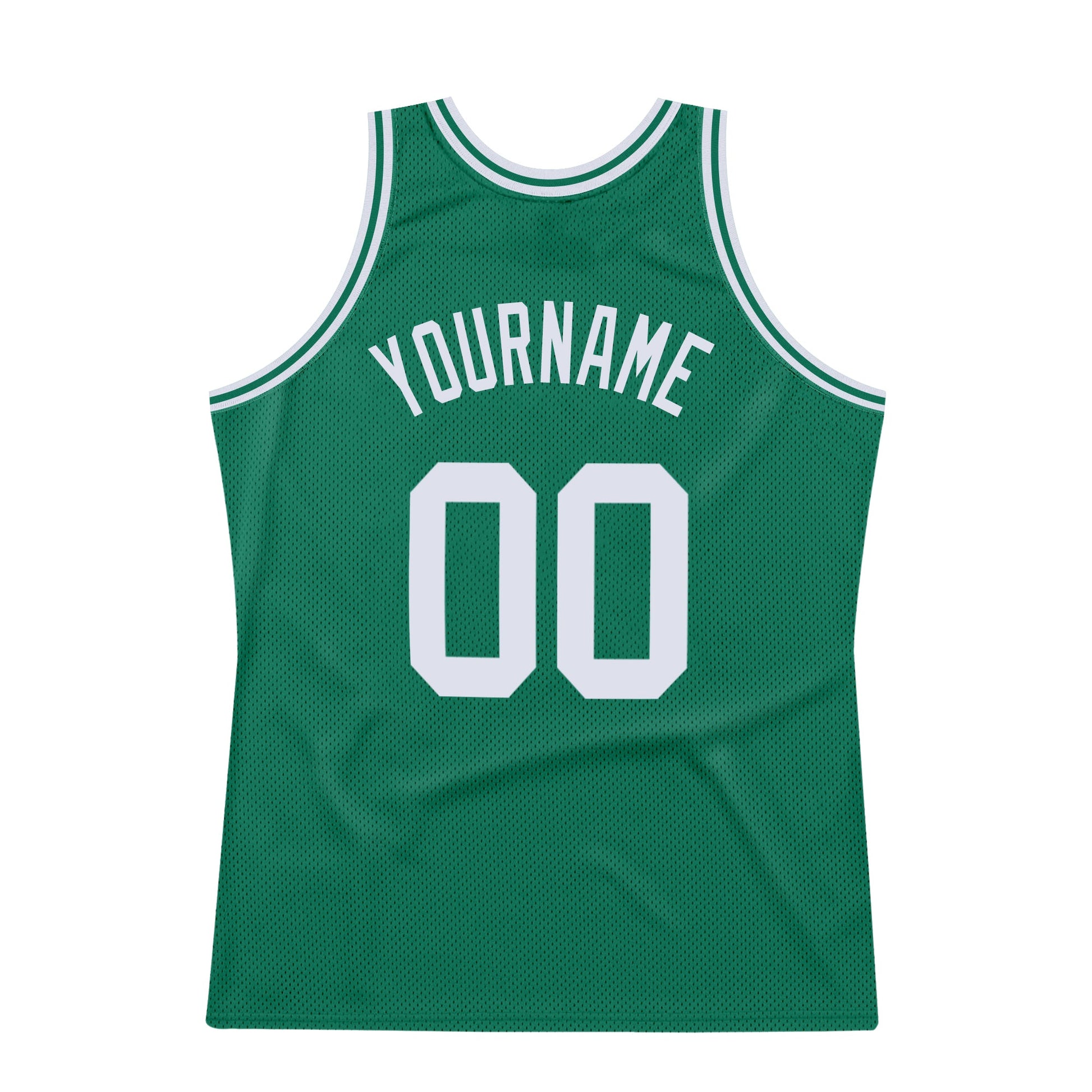 Custom Kelly Green White Authentic Throwback Basketball Jersey view 6