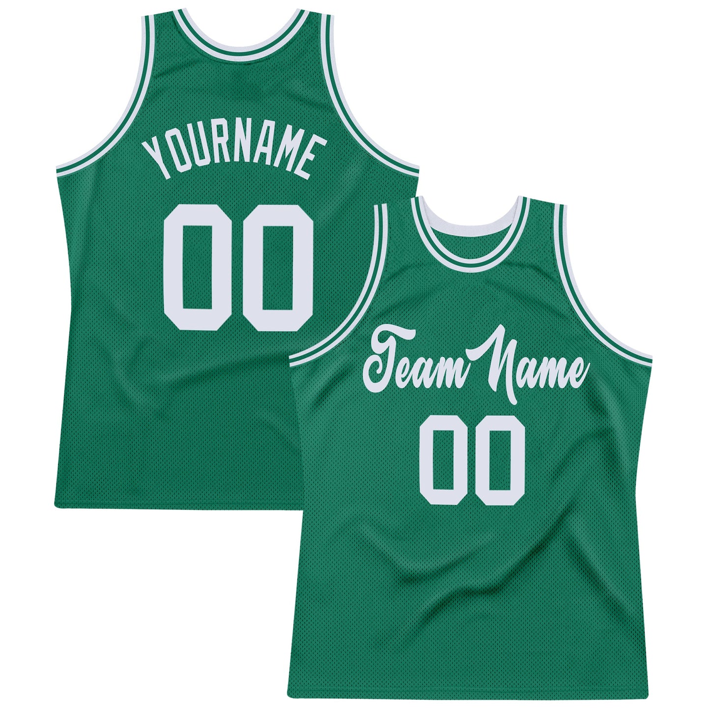 Custom Kelly Green White Authentic Throwback Basketball Jersey - Main View