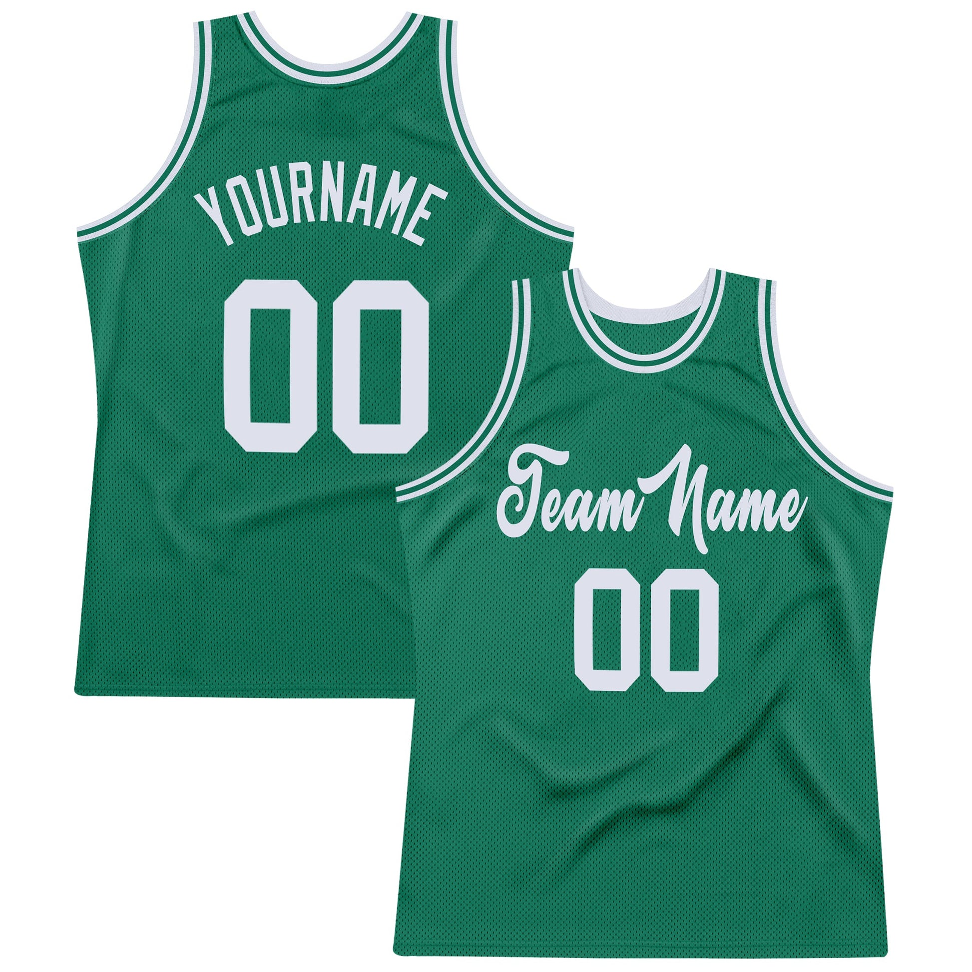Custom Kelly Green White Authentic Throwback Basketball Jersey - Main View