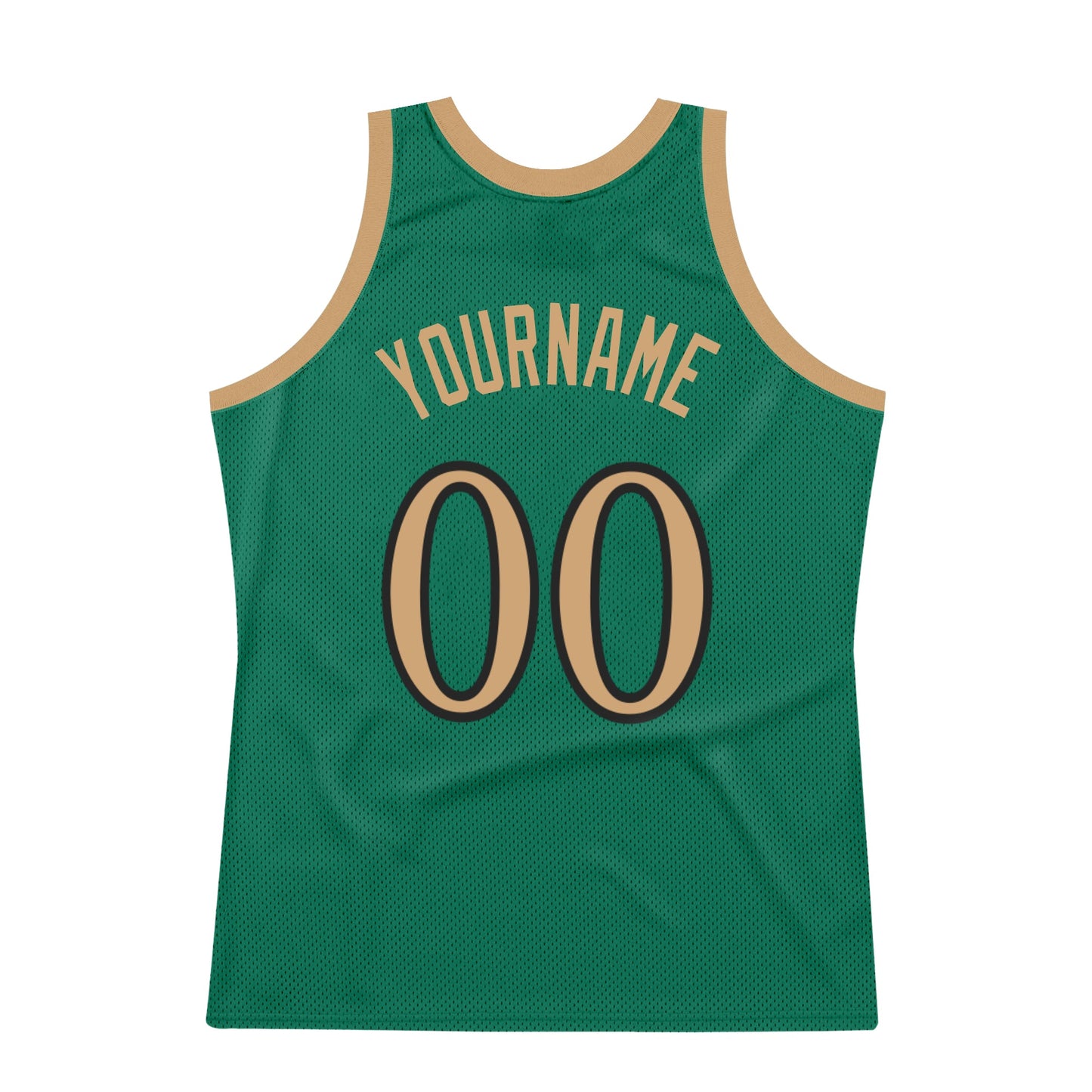 Custom Kelly Green Old Gold-Black Authentic Throwback Basketball Jersey view 6
