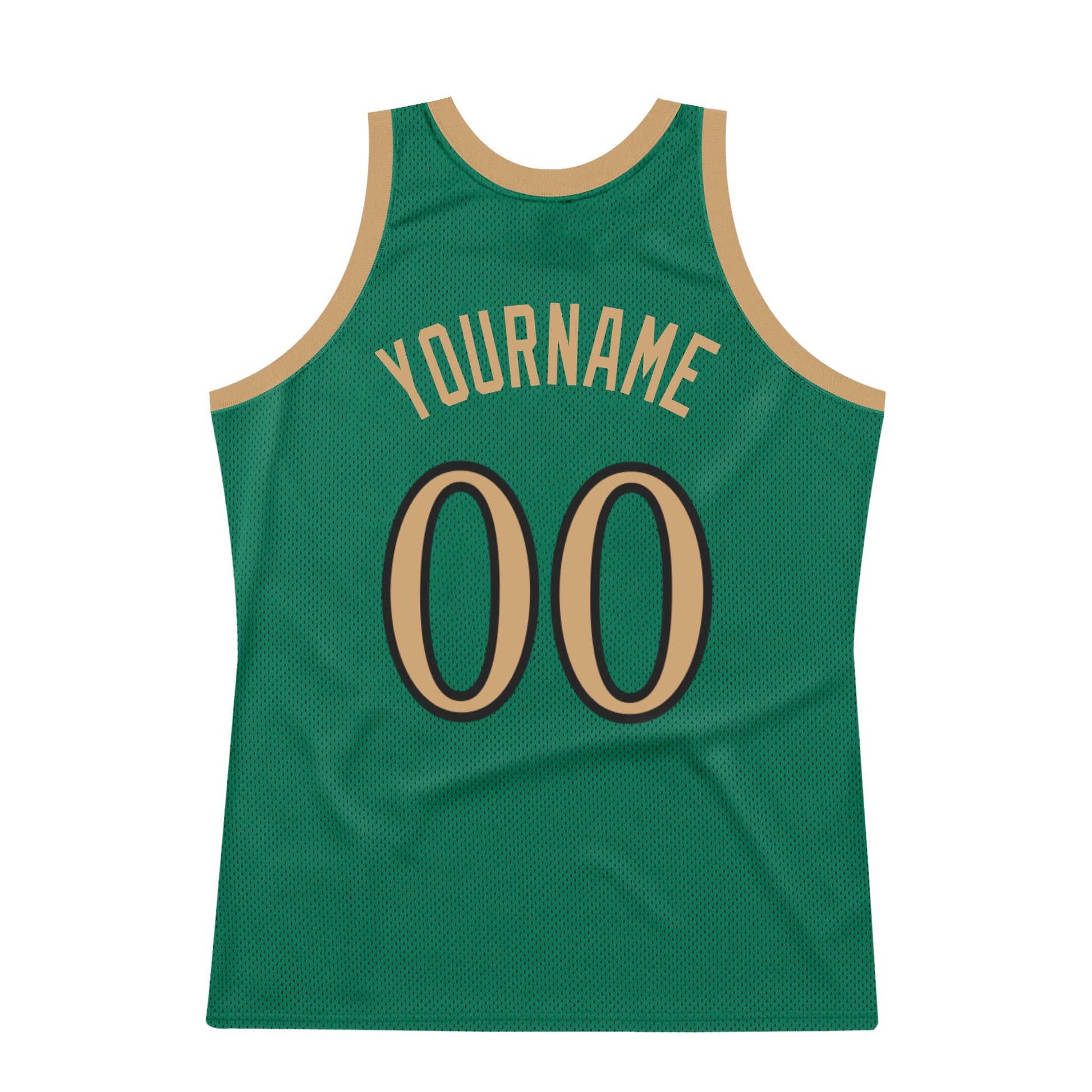 Custom Kelly Green Old Gold-Black Authentic Throwback Basketball Jersey view 6