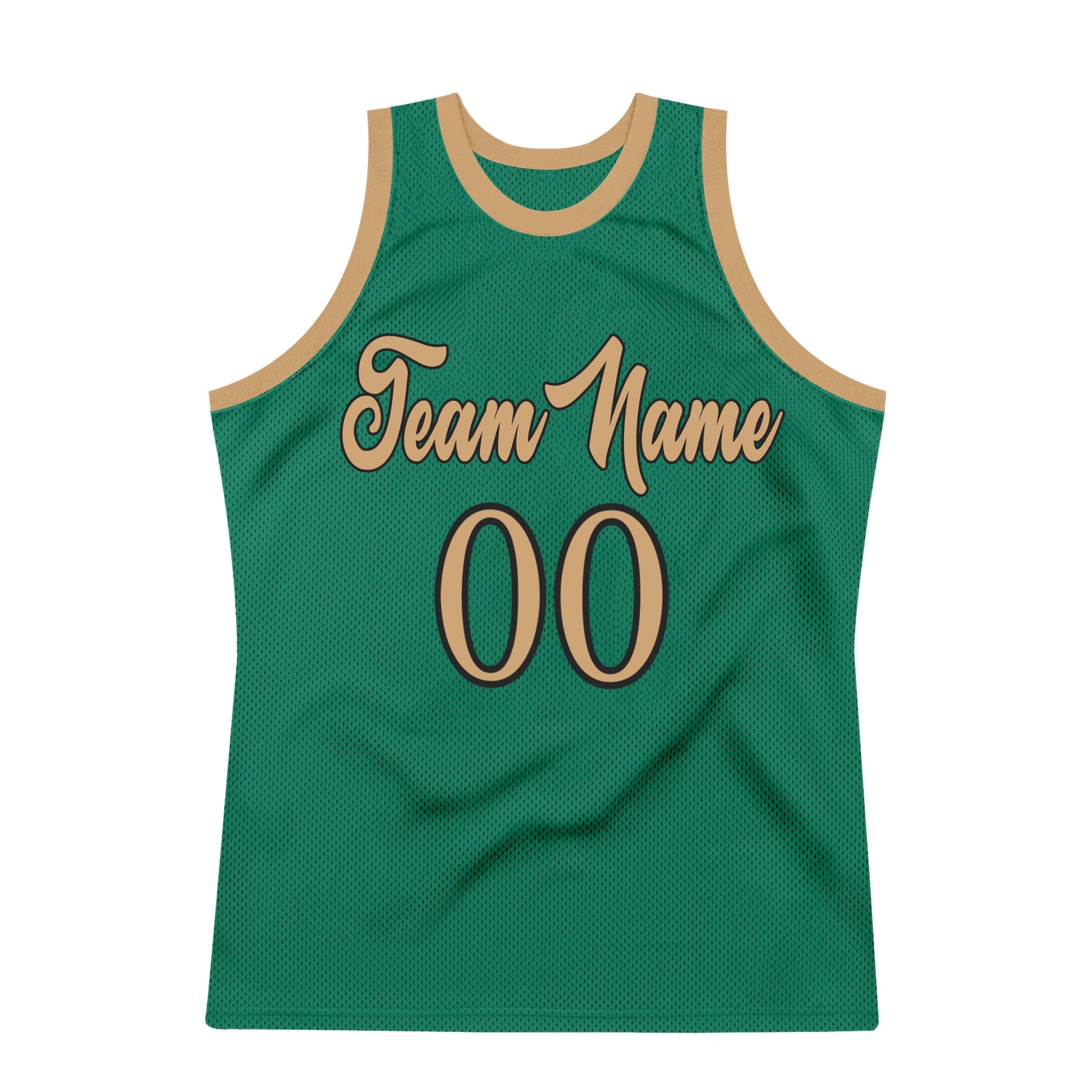Custom Kelly Green Old Gold-Black Authentic Throwback Basketball Jersey view 7