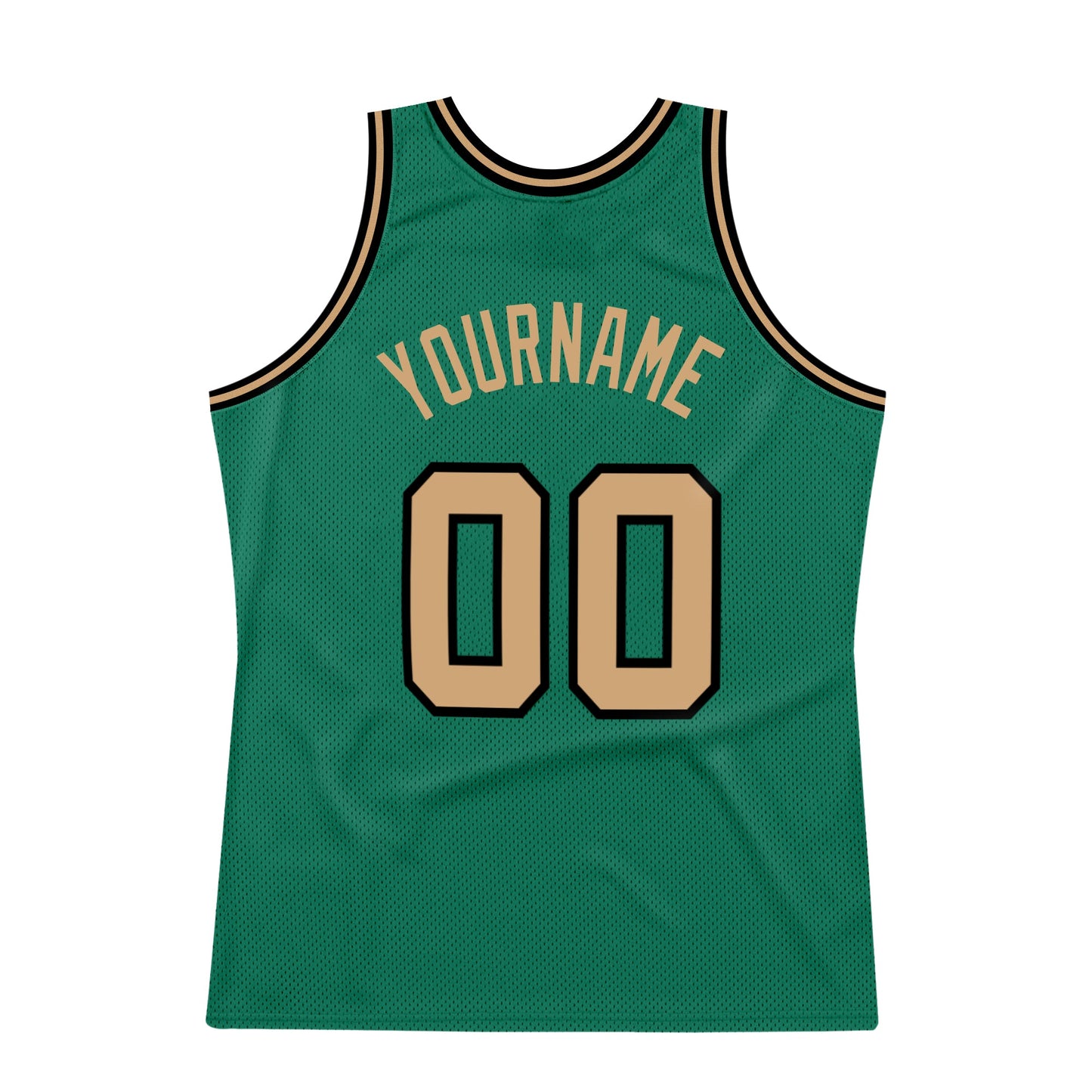 Custom Kelly Green Old Gold-Black Authentic Throwback Basketball Jersey view 6