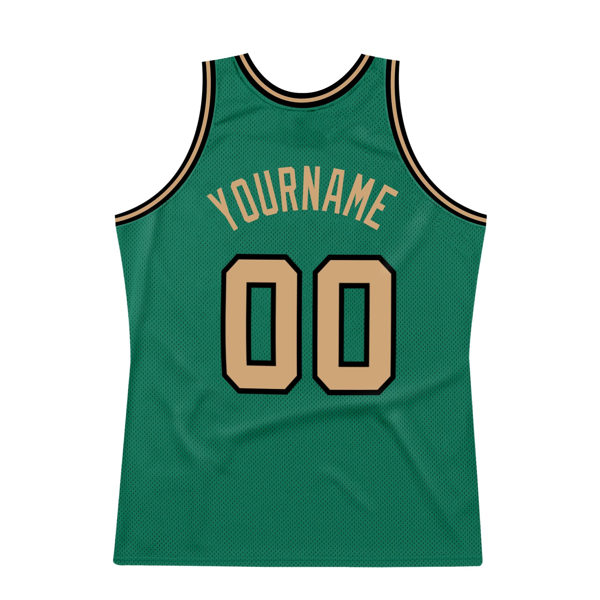 Custom Kelly Green Old Gold-Black Authentic Throwback Basketball Jersey view 6