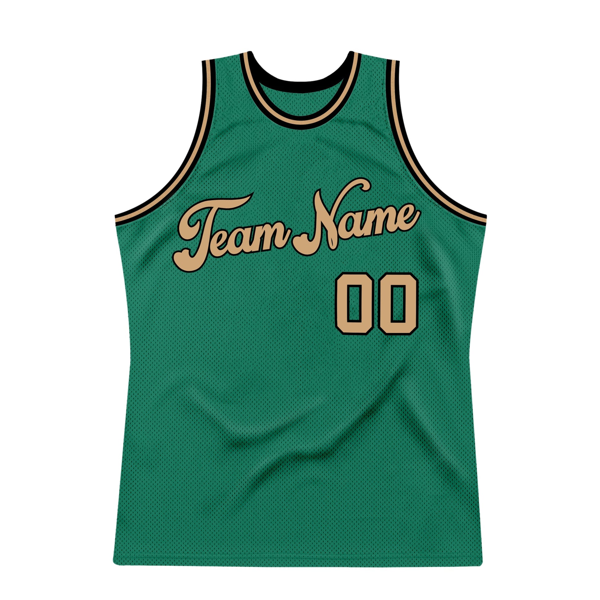 Custom Kelly Green Old Gold-Black Authentic Throwback Basketball Jersey view 7