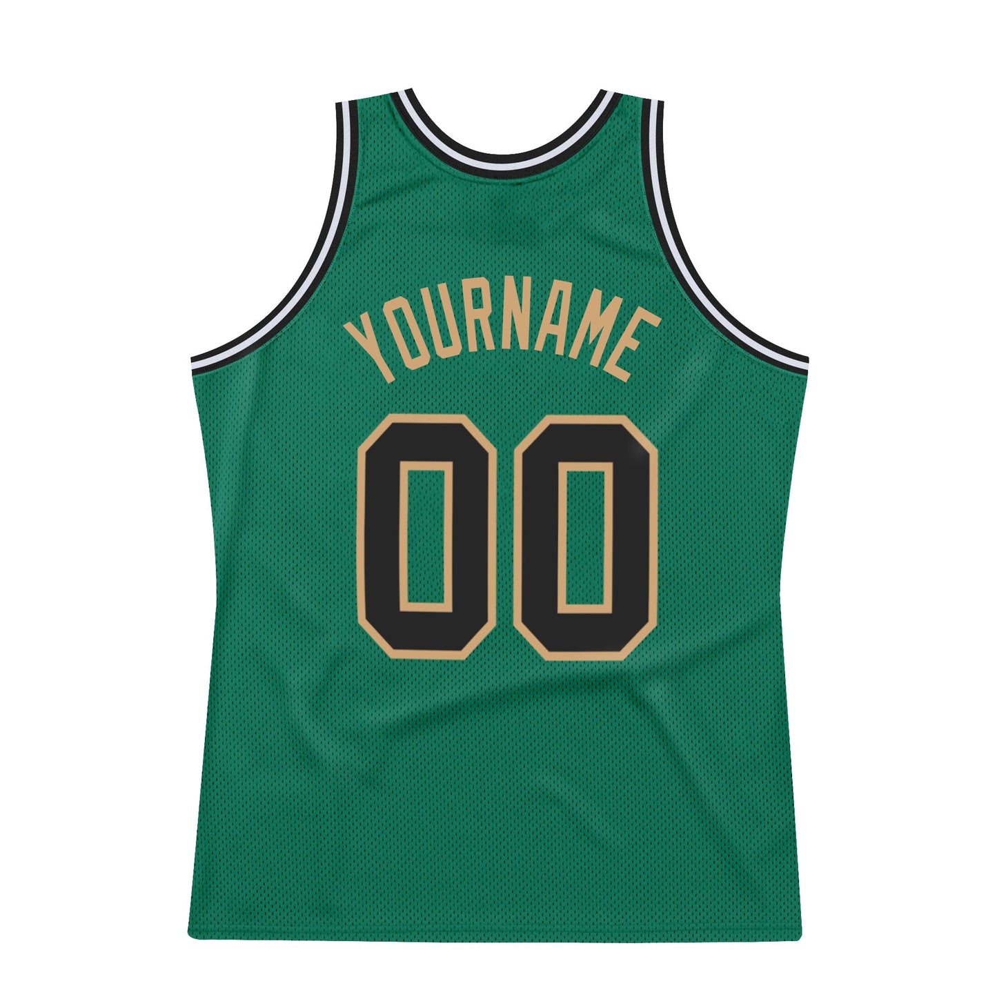 Custom Kelly Green Black-Old Gold Authentic Throwback Basketball Jersey view 6