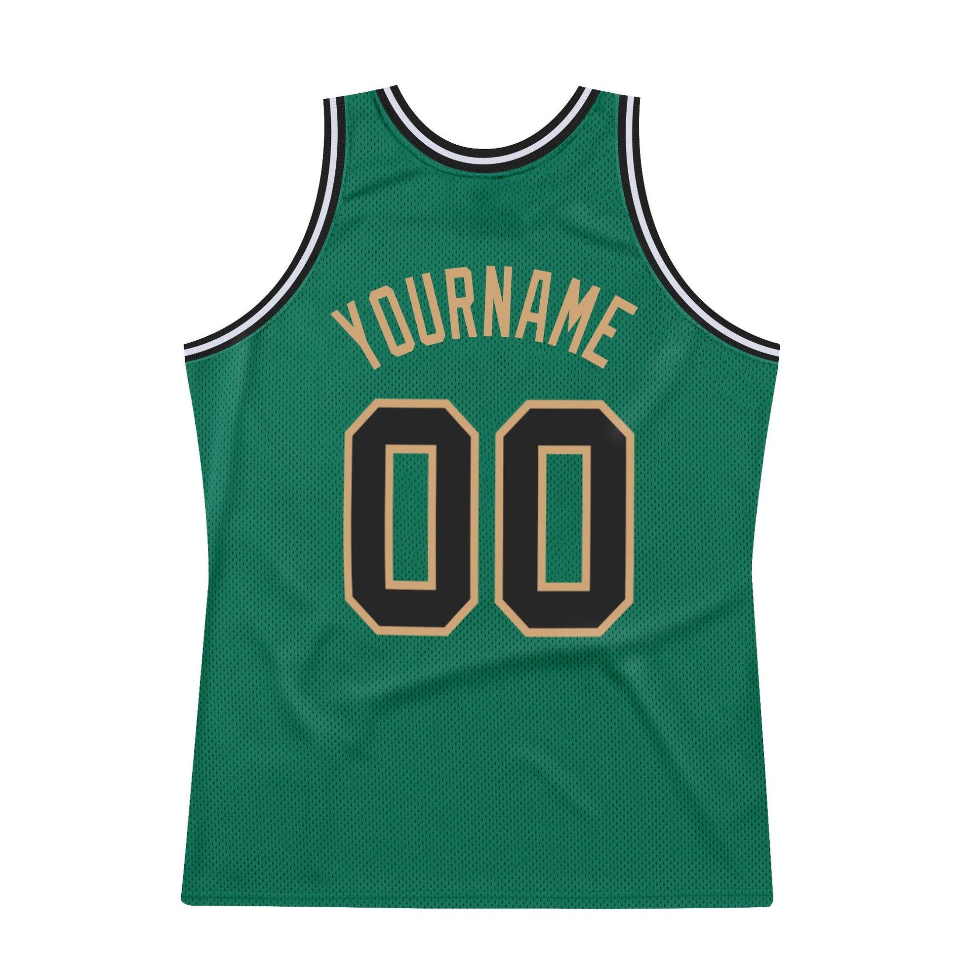 Custom Kelly Green Black-Old Gold Authentic Throwback Basketball Jersey view 6