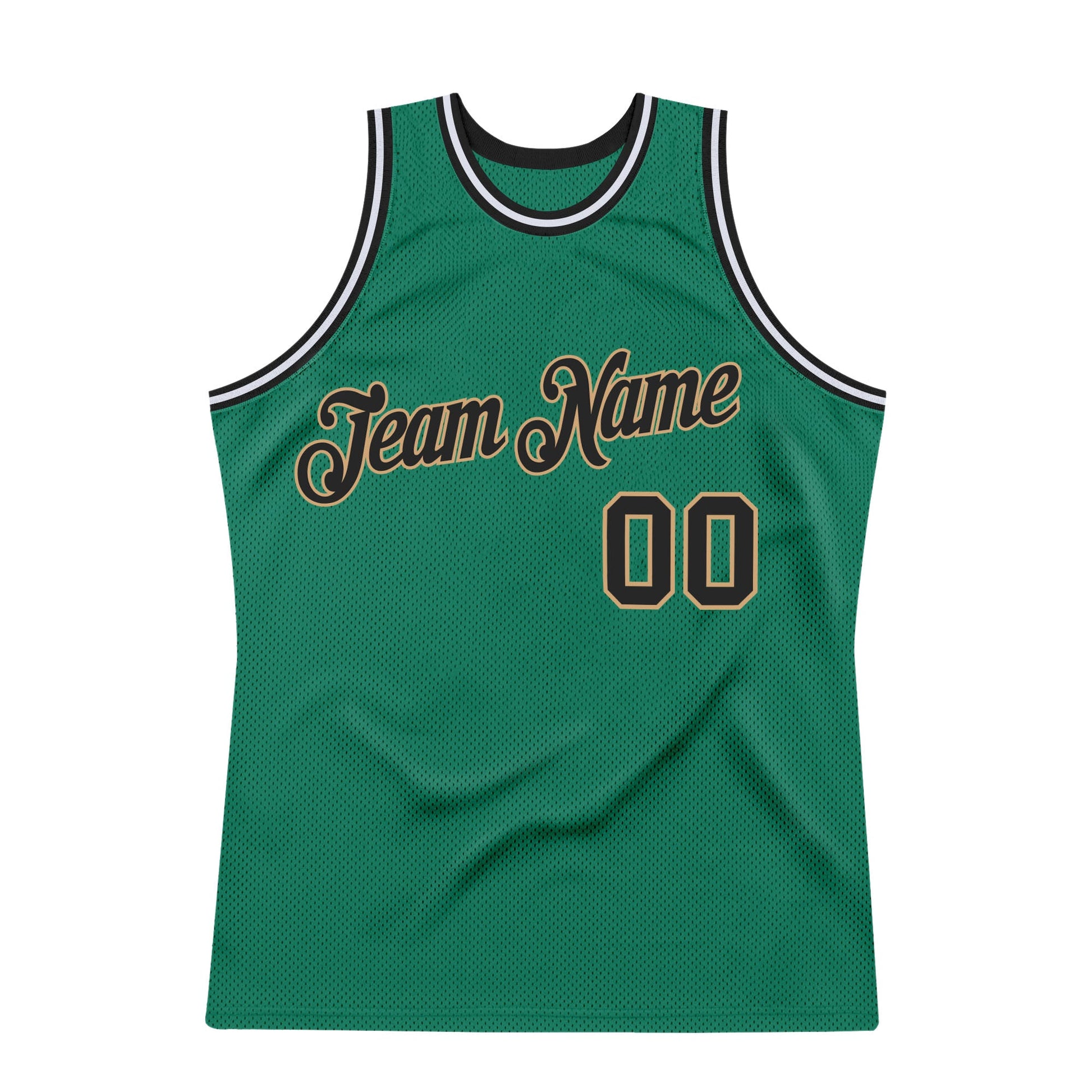 Custom Kelly Green Black-Old Gold Authentic Throwback Basketball Jersey view 7