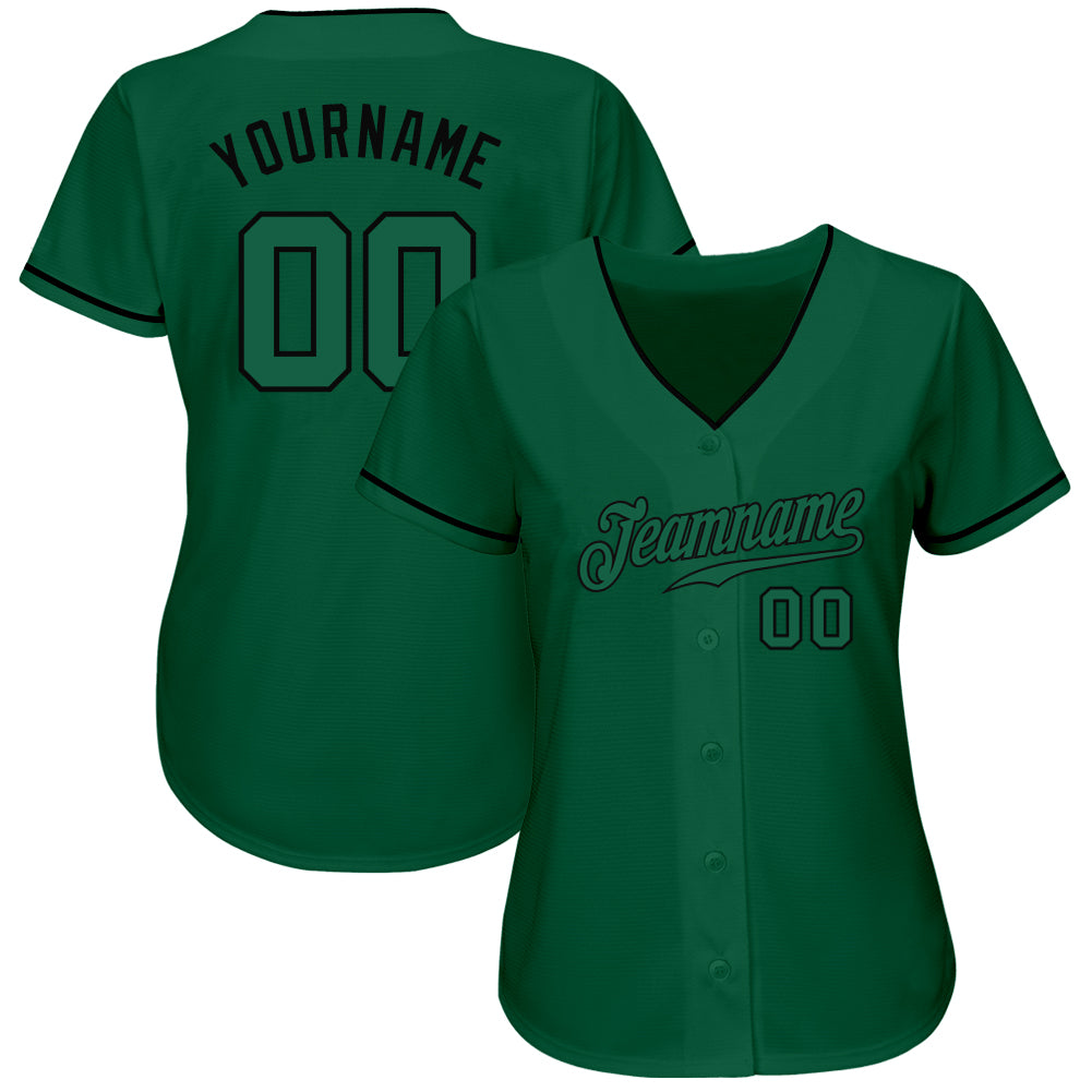 Custom Kelly Green Kelly Green-Black Authentic Baseball Jersey view 2