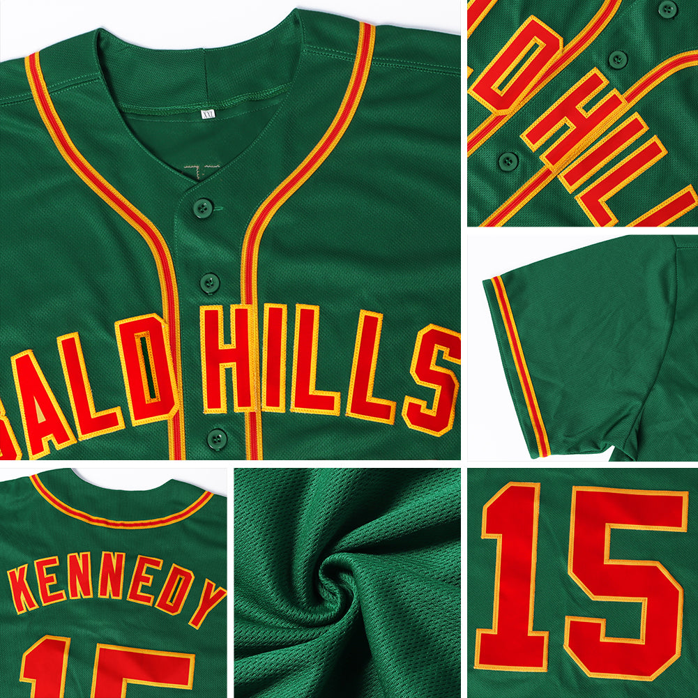 Custom Kelly Green Kelly Green-Black Authentic Baseball Jersey view 6
