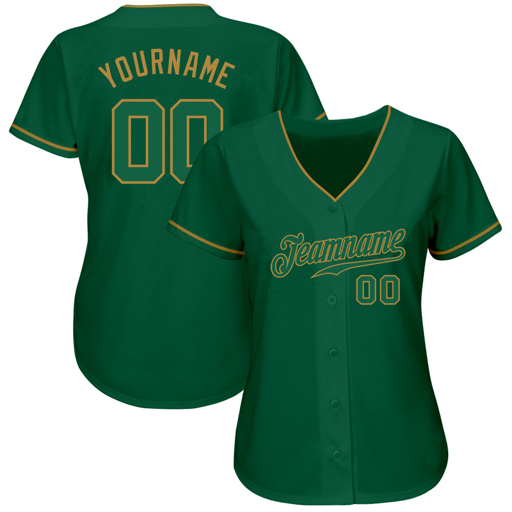 Custom Kelly Green Kelly Green-Old Gold Authentic Baseball Jersey view 2