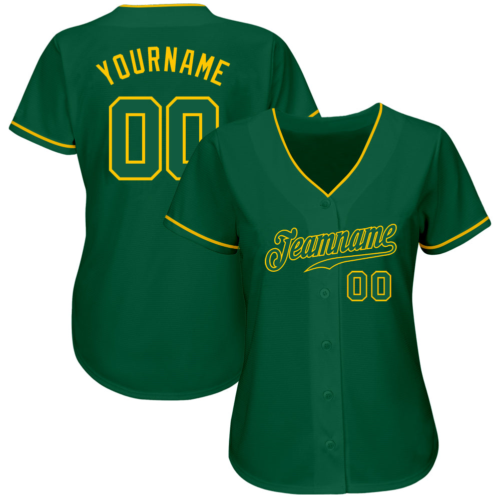 Custom Kelly Green Kelly Green-Gold Authentic Baseball Jersey view 2