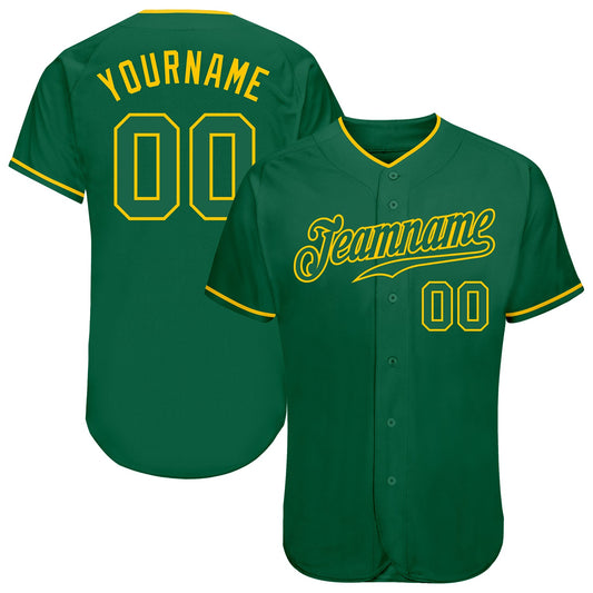 Custom Kelly Green Kelly Green-Gold Authentic Baseball Jersey - Main View