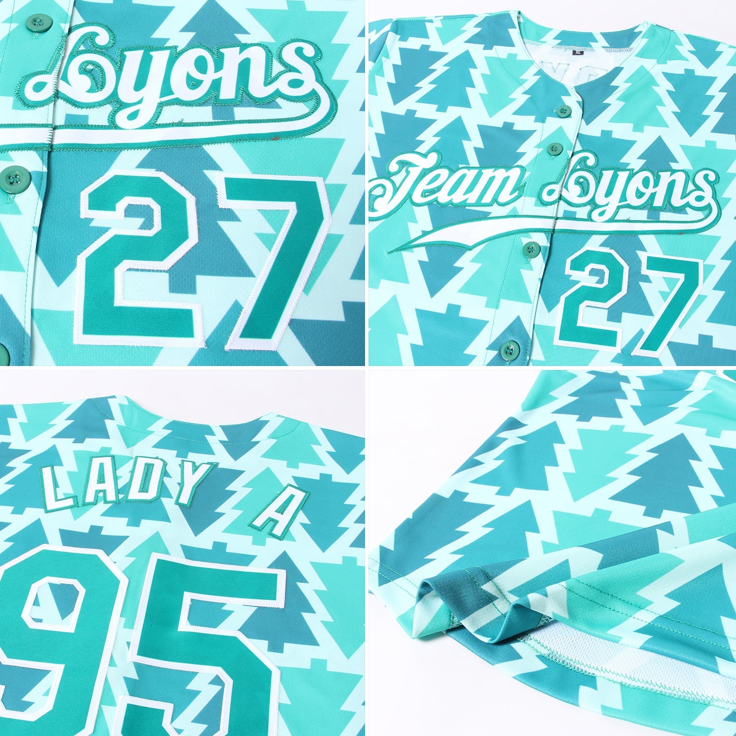 Custom Kelly Green Kelly Green-White Christmas 3D Authentic Baseball Jersey view 6