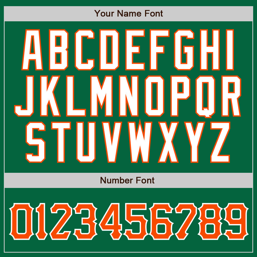 Custom Kelly Green White Pinstripe Orange-White Authentic Baseball Jersey view 4