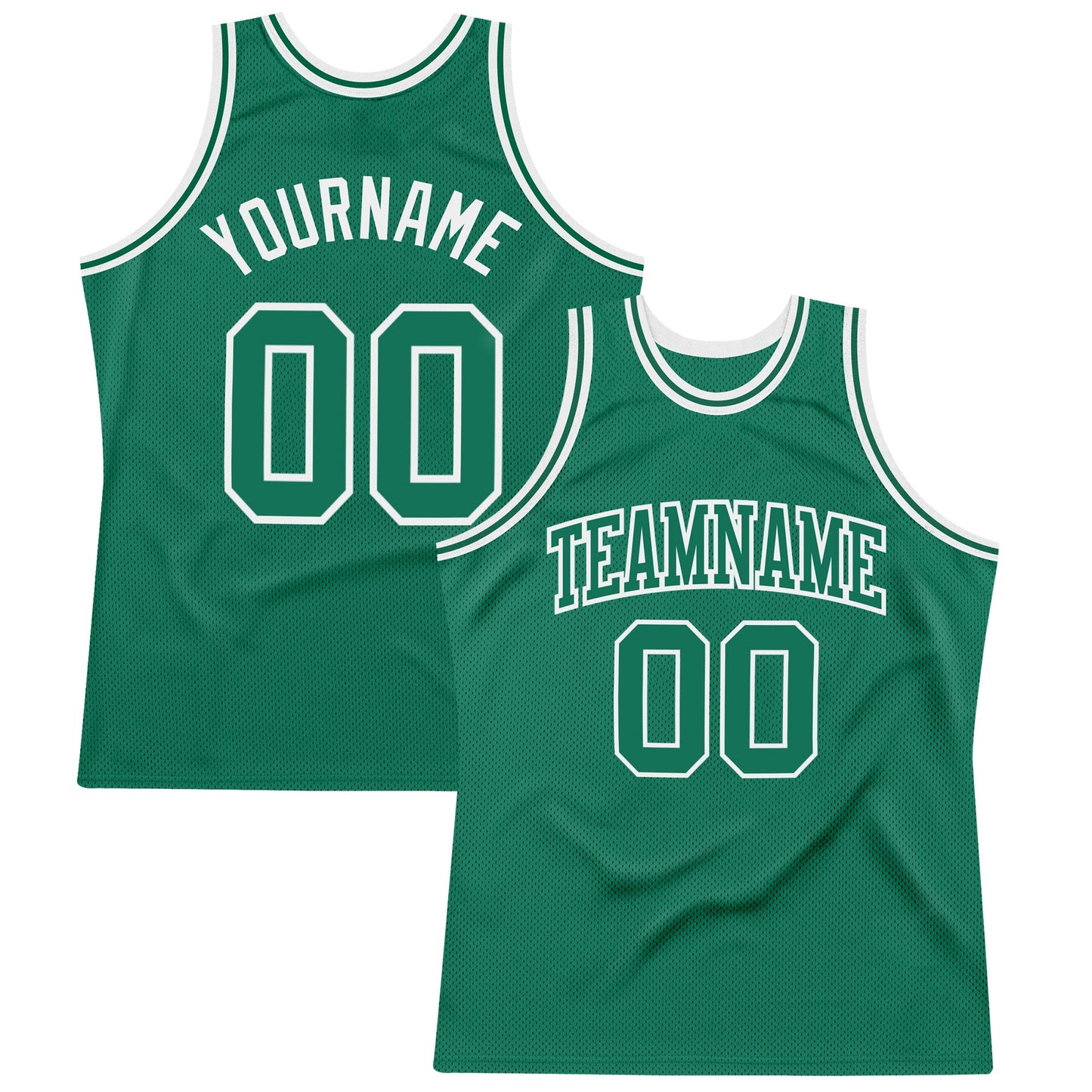 Custom Kelly Green Kelly Green-White Authentic Throwback Basketball Jersey - Main View