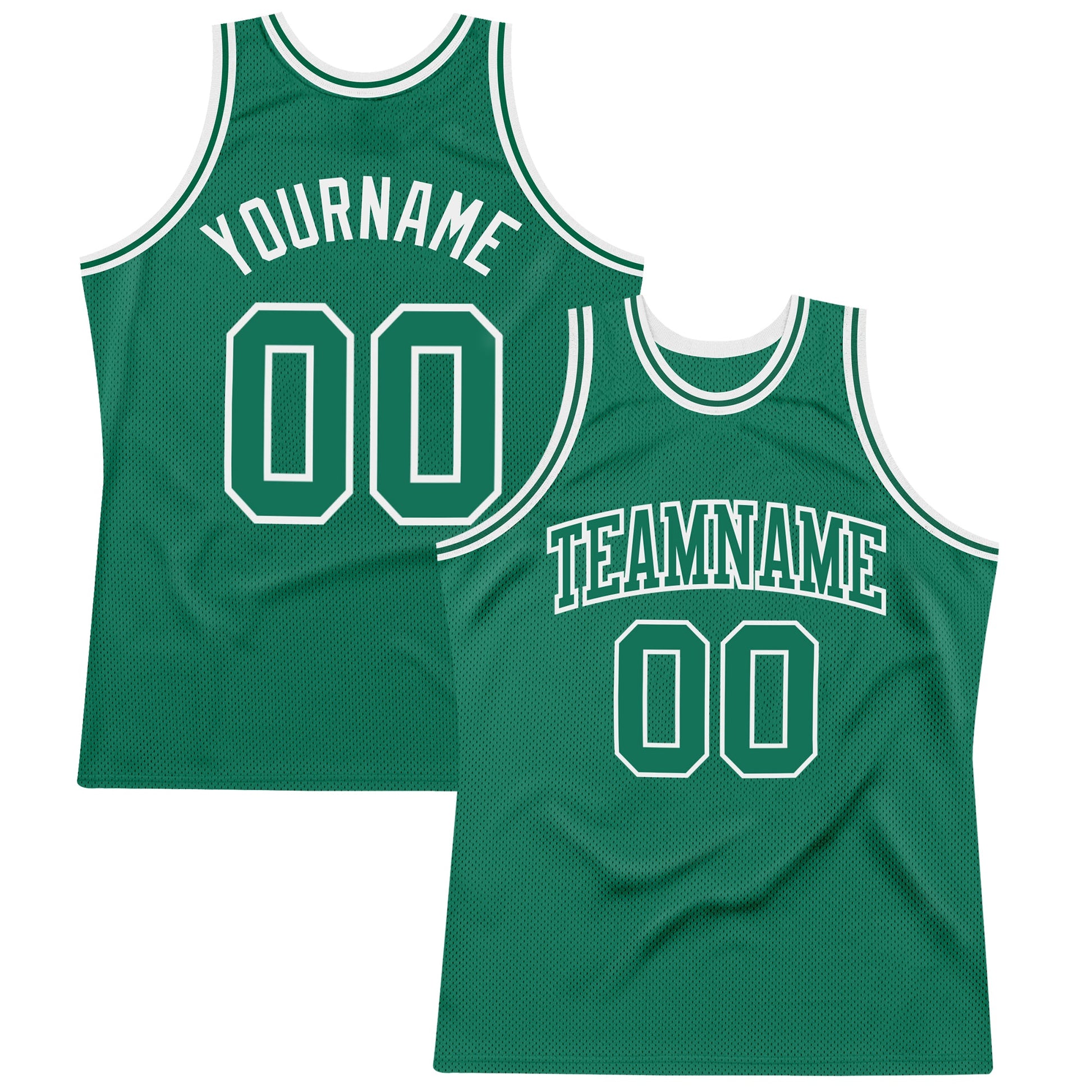 Custom Kelly Green Kelly Green-White Authentic Throwback Basketball Jersey - Main View