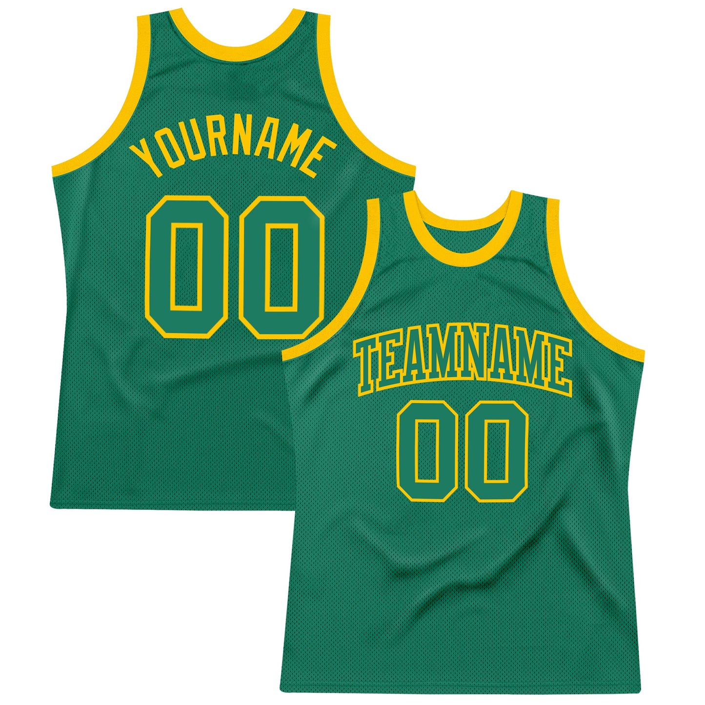 Custom Kelly Green Kelly Green-Gold Authentic Throwback Basketball Jersey - Main View