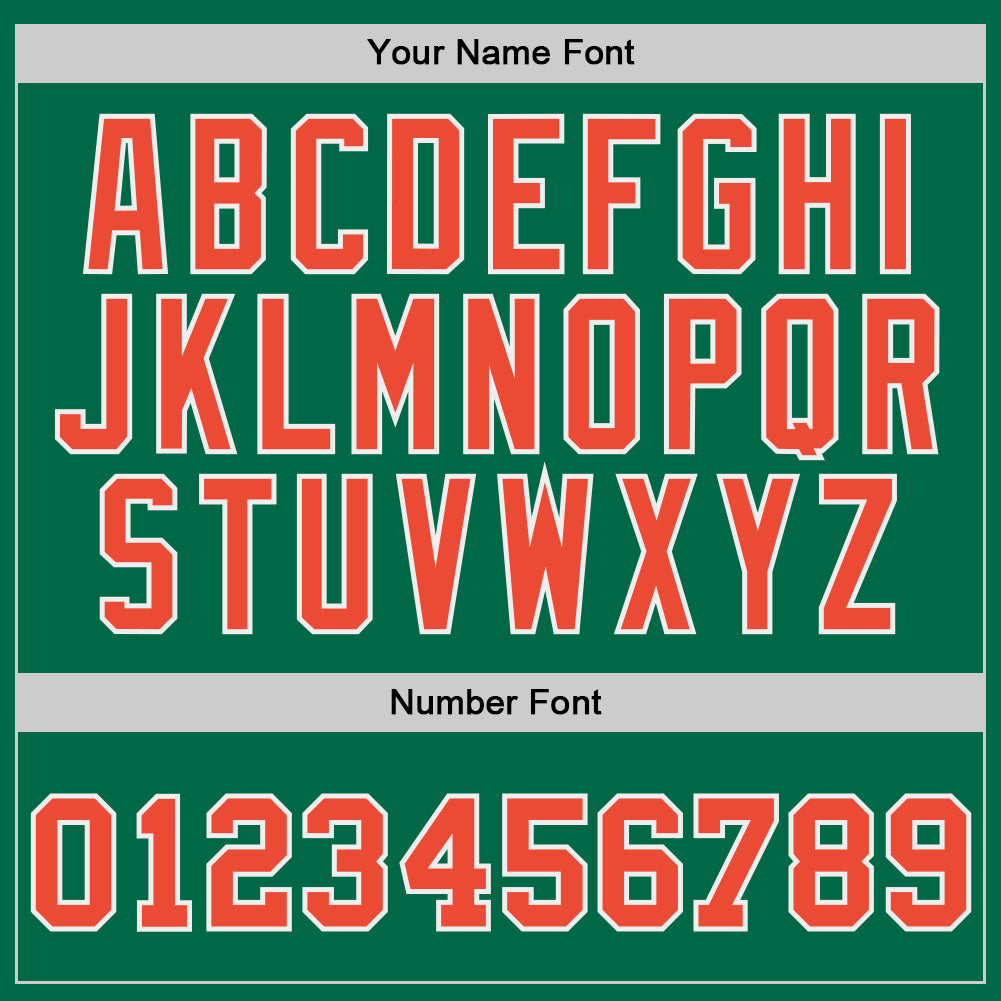 Custom Kelly Green Orange-White Authentic Throwback Basketball Jersey view 3