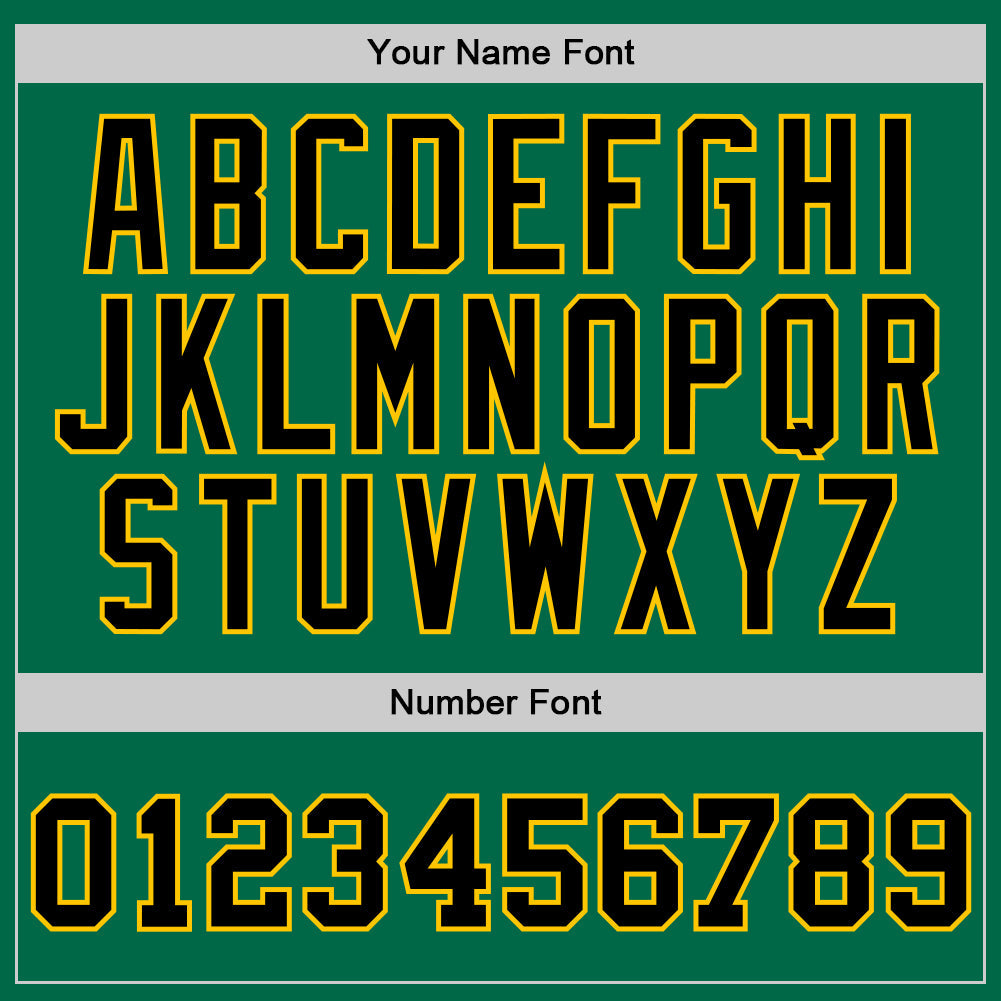 Custom Kelly Green Black-Gold Authentic Throwback Basketball Jersey view 3