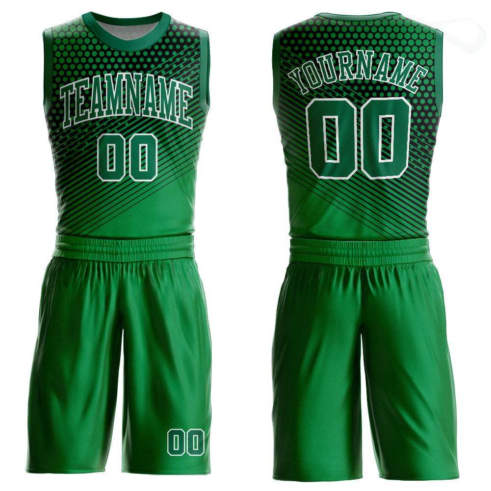 Custom Kelly Green Kelly Green-Black Round Neck Sublimation Basketball Uniform Jersey - Main View