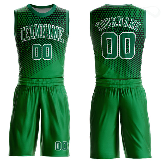 Custom Kelly Green Kelly Green-Black Round Neck Sublimation Basketball Uniform Jersey - Main View