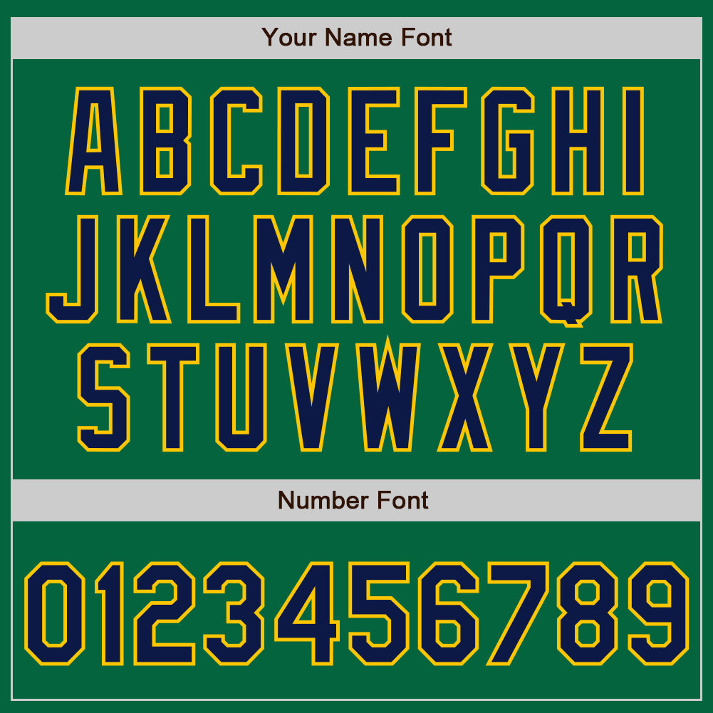 Custom Kelly Green Navy-Gold Authentic Baseball Jersey view 5