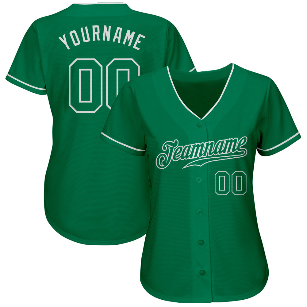 Custom Kelly Green Kelly Green-White Authentic Baseball Jersey view 2