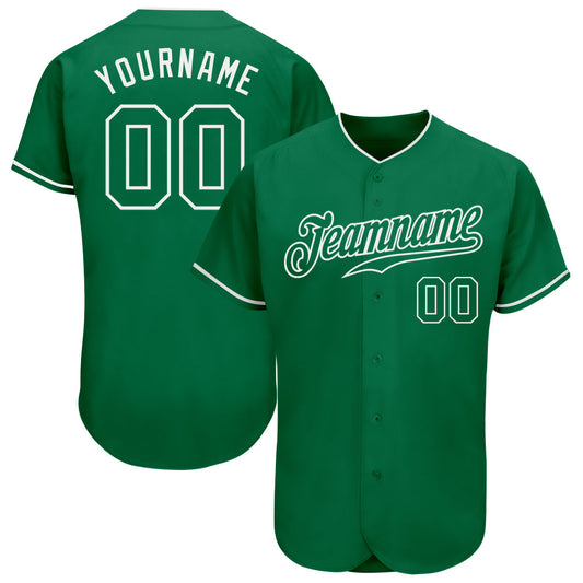 Custom Kelly Green Kelly Green-White Authentic Baseball Jersey - Main View