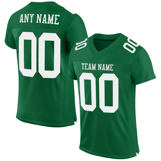 Custom Kelly Green White Mesh Authentic Football Jersey - Main View
