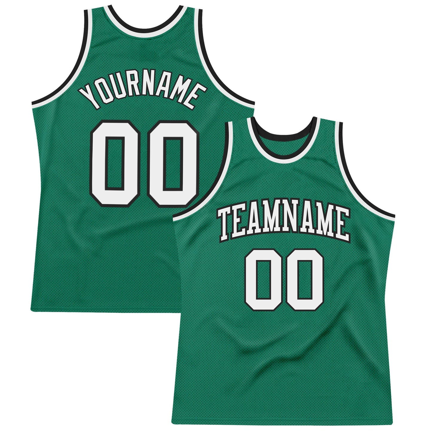 Custom Kelly Green White-Black Authentic Throwback Basketball Jersey - Main View