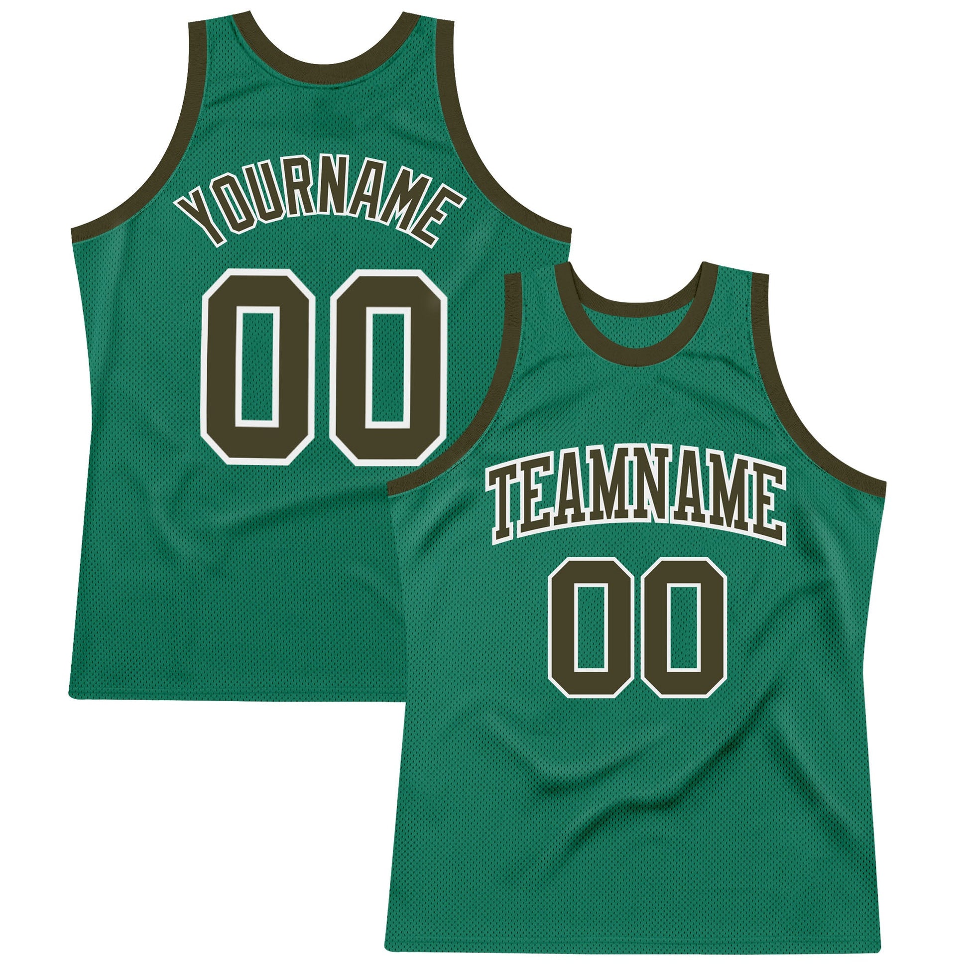 Custom Kelly Green Olive-White Authentic Throwback Basketball Jersey - Main View