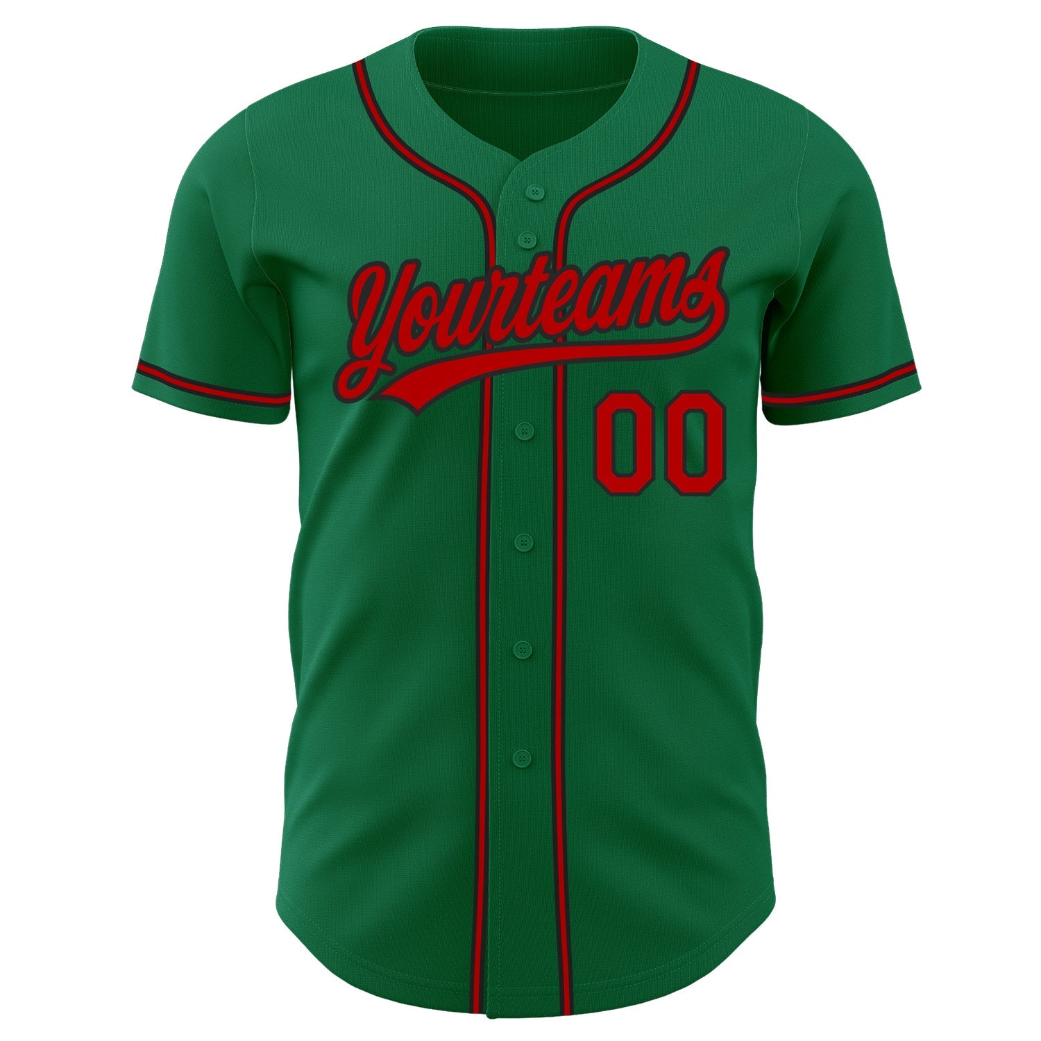 Custom Kelly Green Red-Black Authentic Baseball Jersey view 2