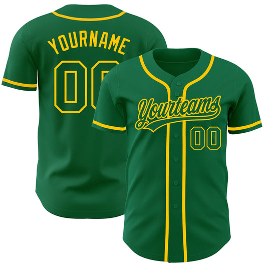 Custom Kelly Green Kelly Green-Gold Authentic Baseball Jersey - Main View