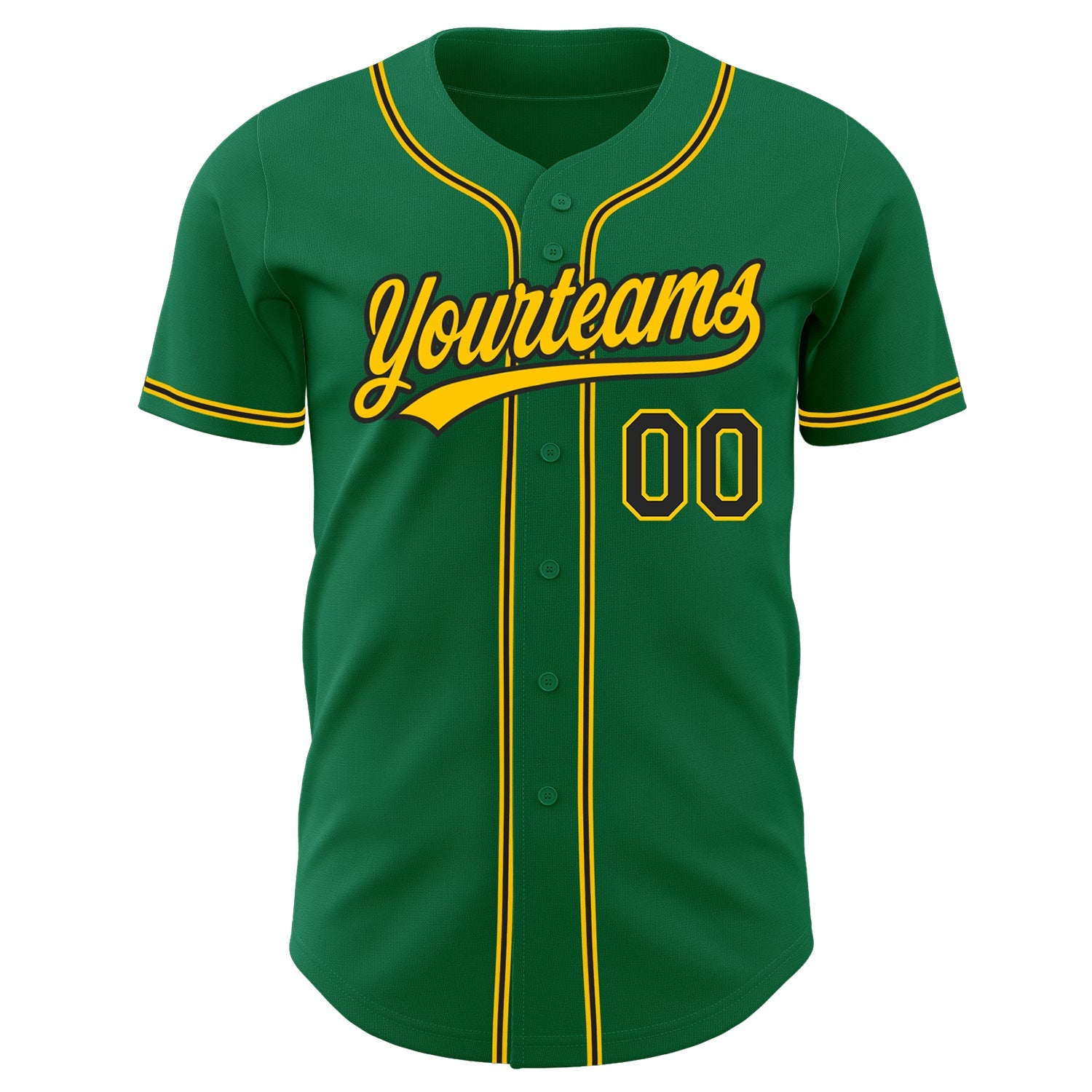 Custom Kelly Green Black-Gold Authentic Baseball Jersey view 2