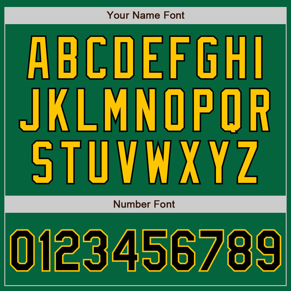 Custom Kelly Green Black-Gold Authentic Baseball Jersey view 5