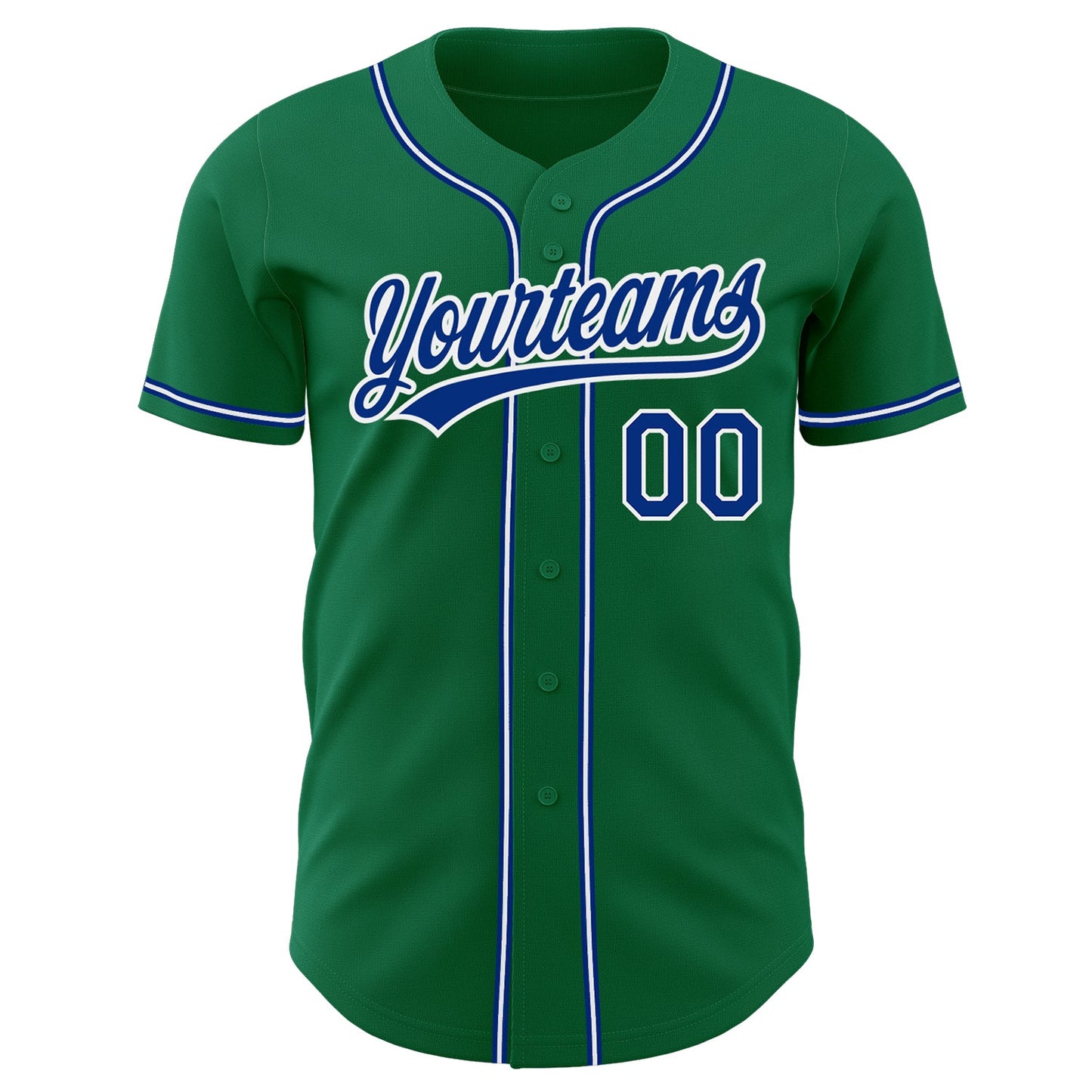 Custom Kelly Green Royal-White Authentic Baseball Jersey view 2