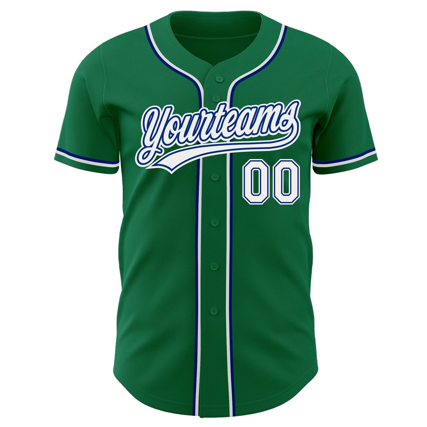 Custom Kelly Green White-Royal Authentic Baseball Jersey view 2