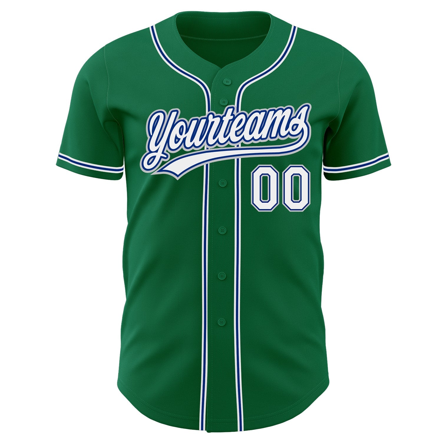 Custom Kelly Green White Royal-Gray Authentic Baseball Jersey view 2