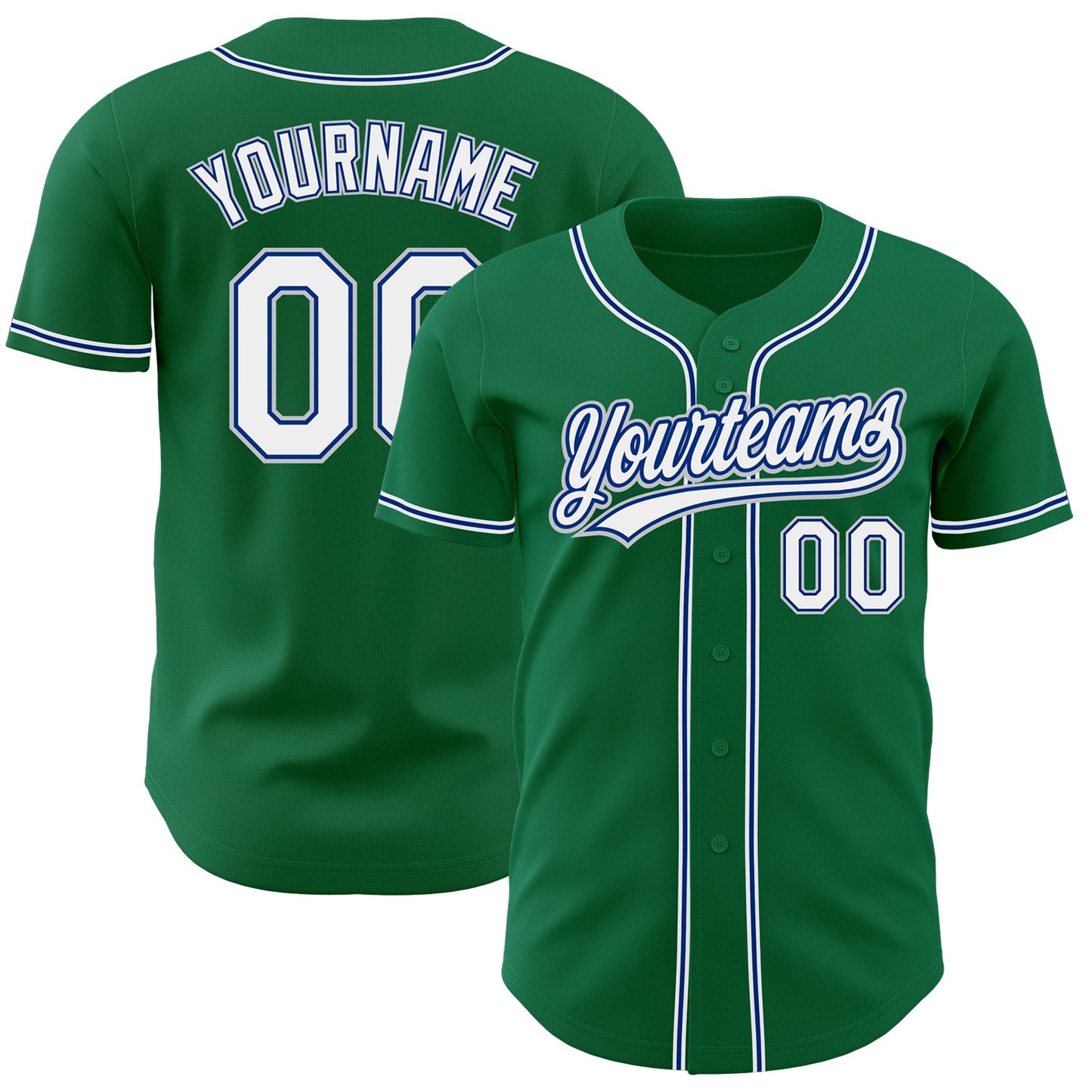 Custom Kelly Green White Royal-Gray Authentic Baseball Jersey - Main View