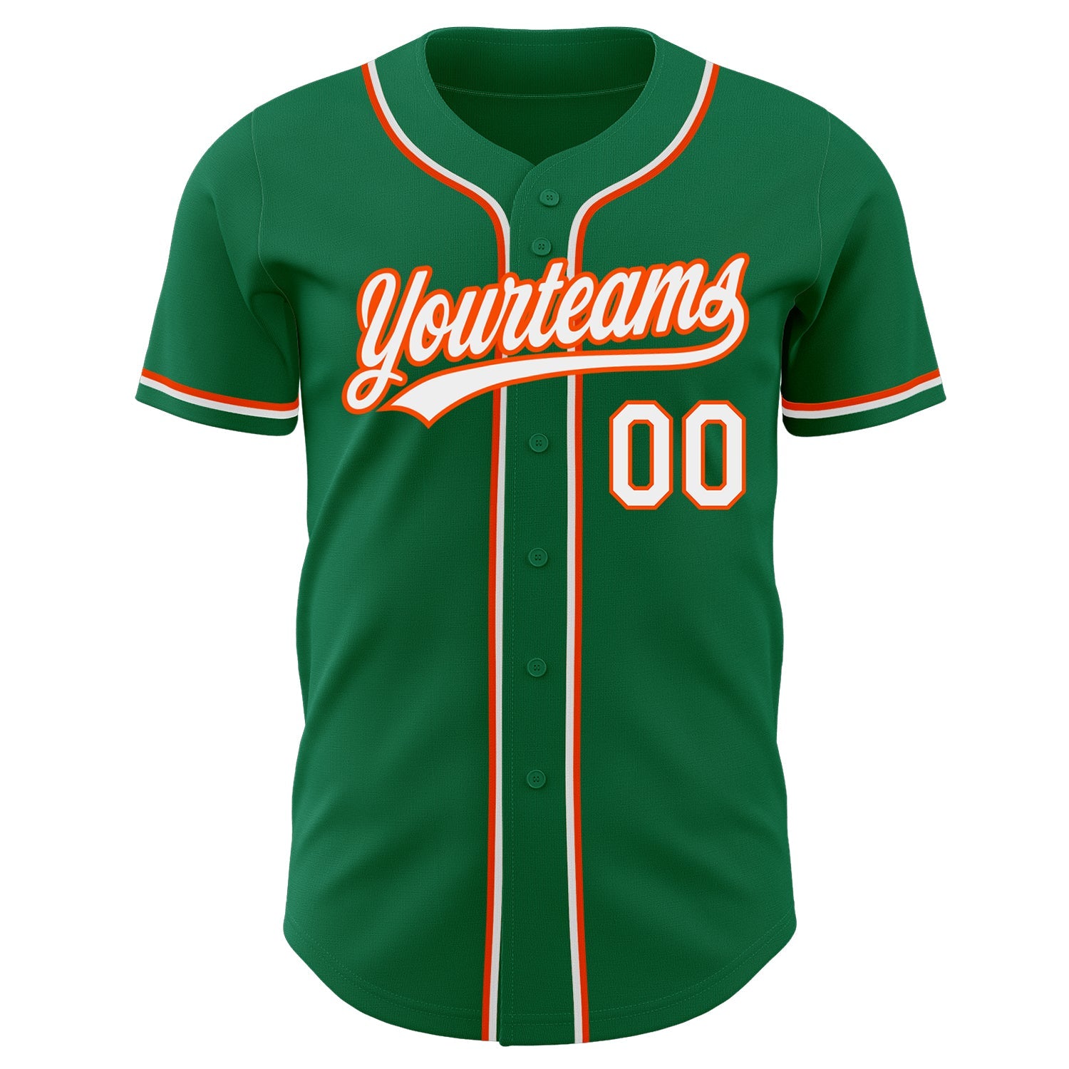 Custom Kelly Green White-Orange Authentic Baseball Jersey view 2