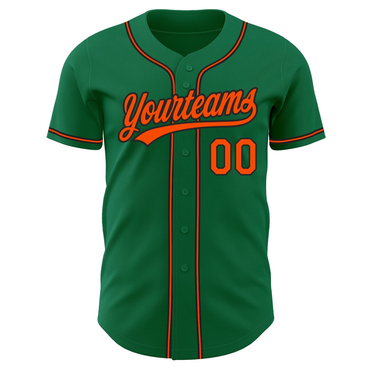 Custom Kelly Green Orange-Black Authentic Baseball Jersey view 2