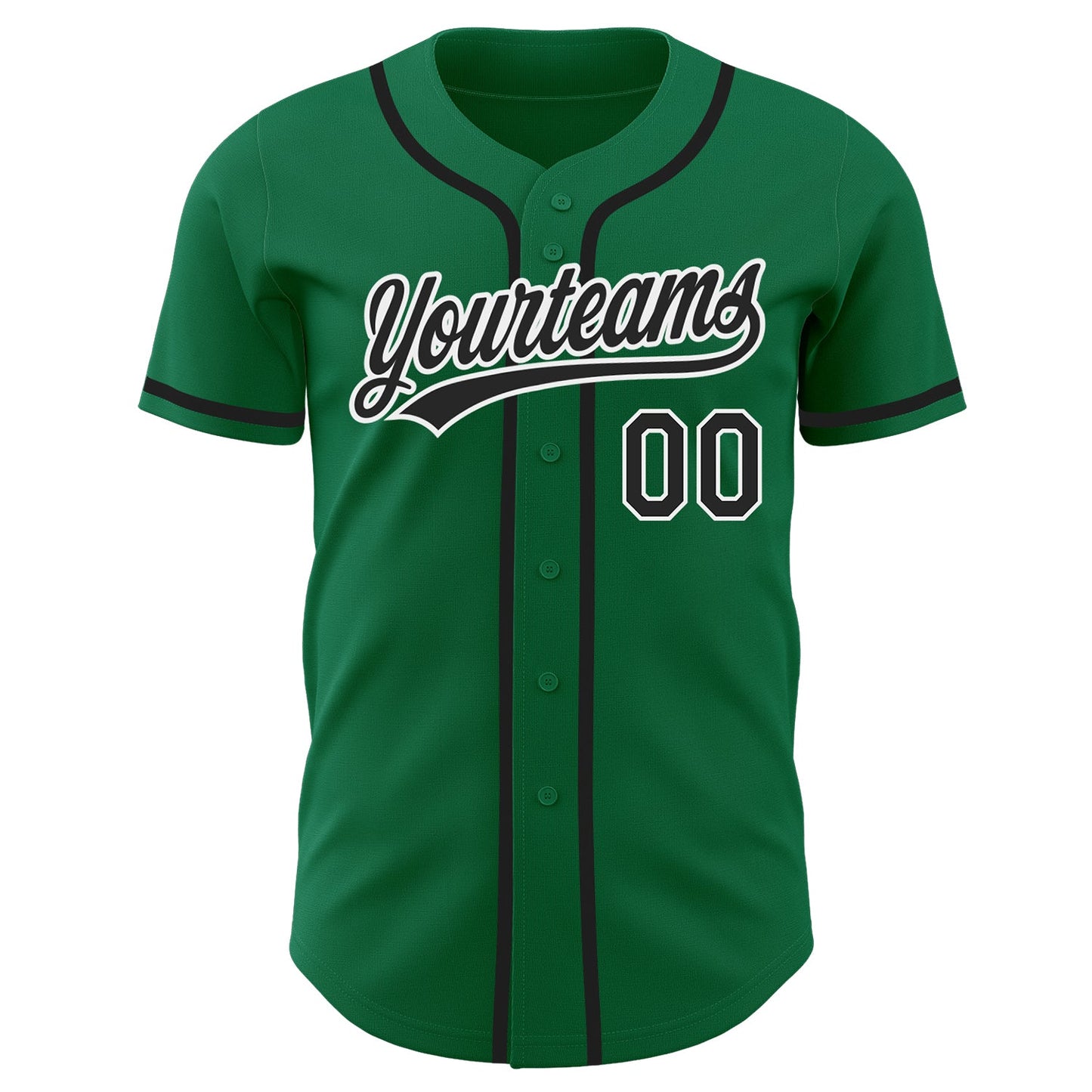 Custom Kelly Green Black-White Authentic Baseball Jersey view 2