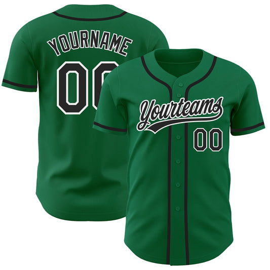 Custom Kelly Green Black-White Authentic Baseball Jersey - Main View